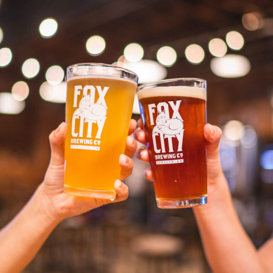 Fox City Brewing Company branded glasses