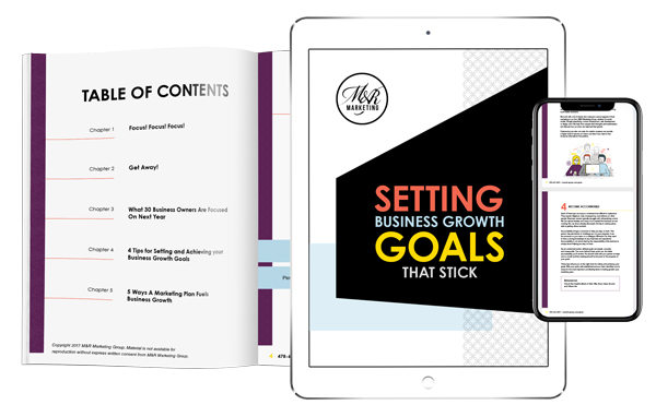 Setting Business Growth Goals that Stick cover displayed in print, on a phone, and on a tablet