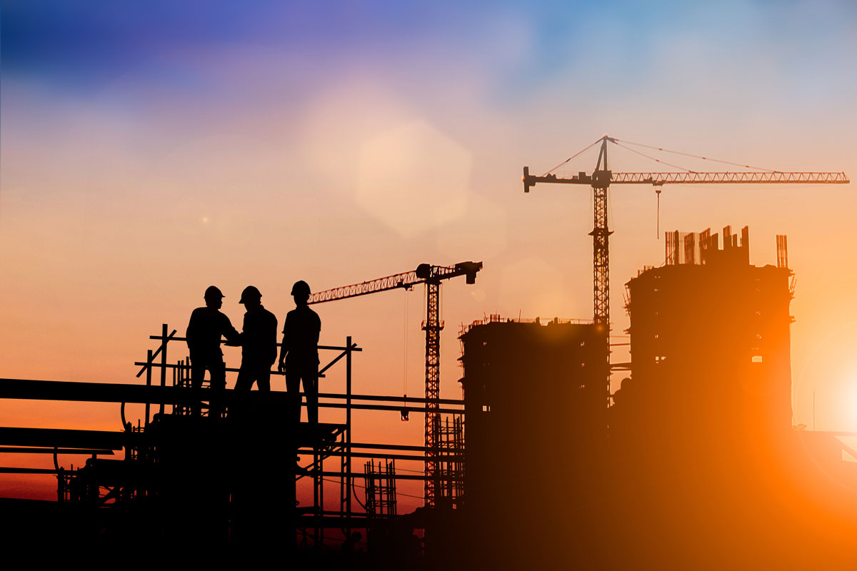 industrial skyline in a sunset