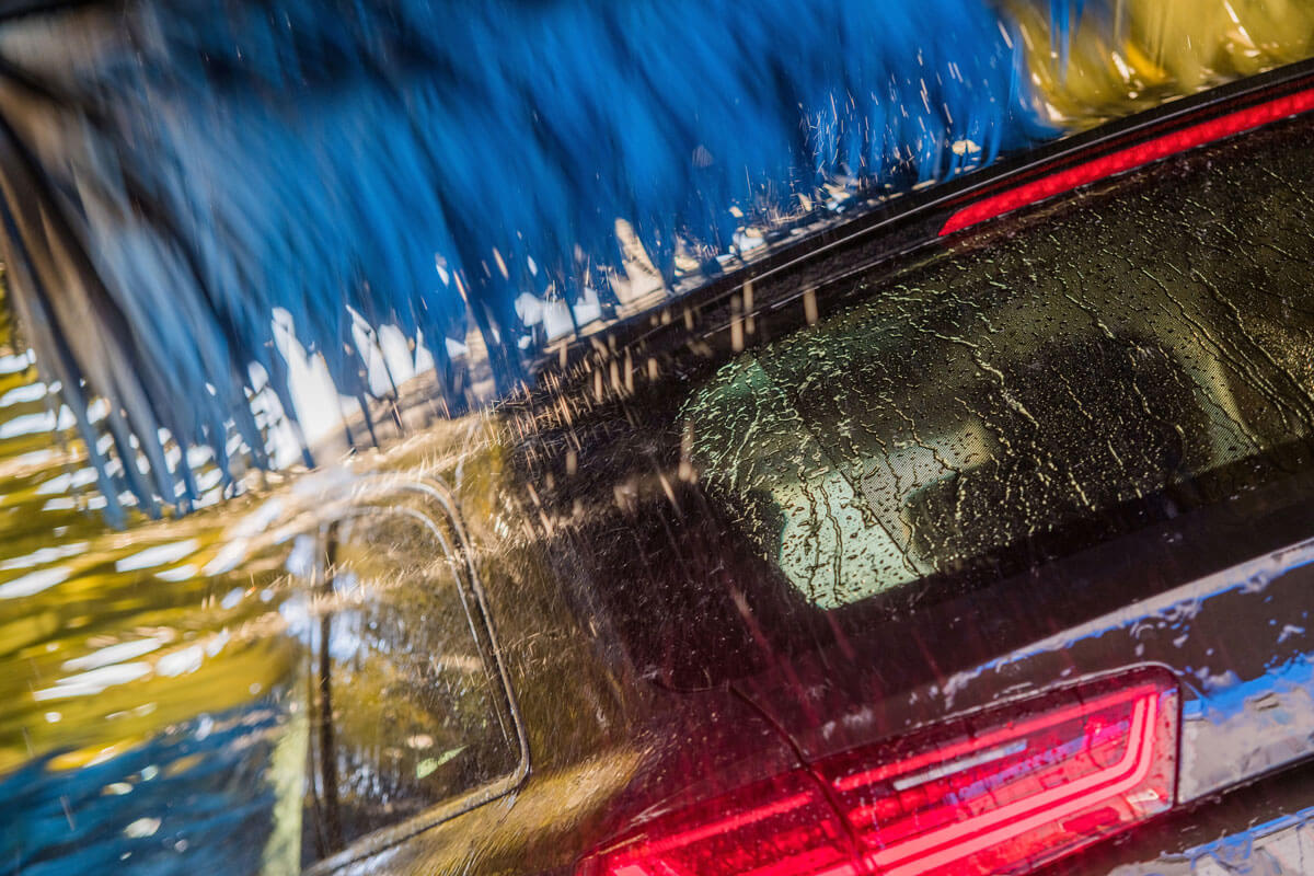 a car going through a car wash