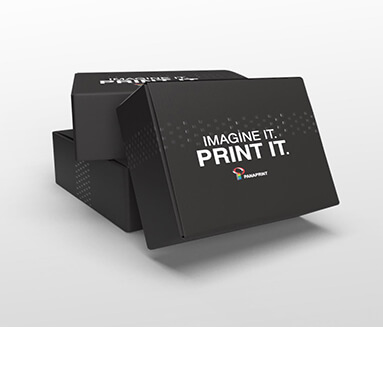 clean and simple black slick box designed with Panaprint's 
