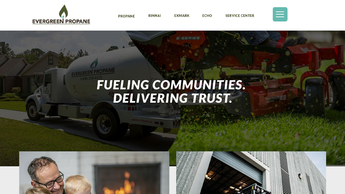 evergreen propane website desktop view