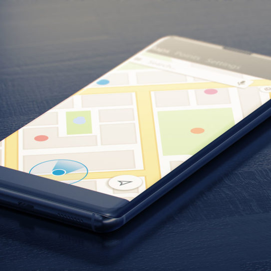 map app on a smartphone screen