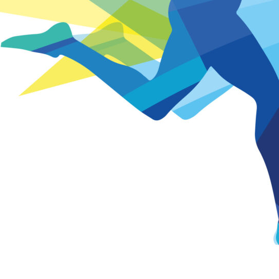 Silhouette of a man running legs transparent overlay colors
