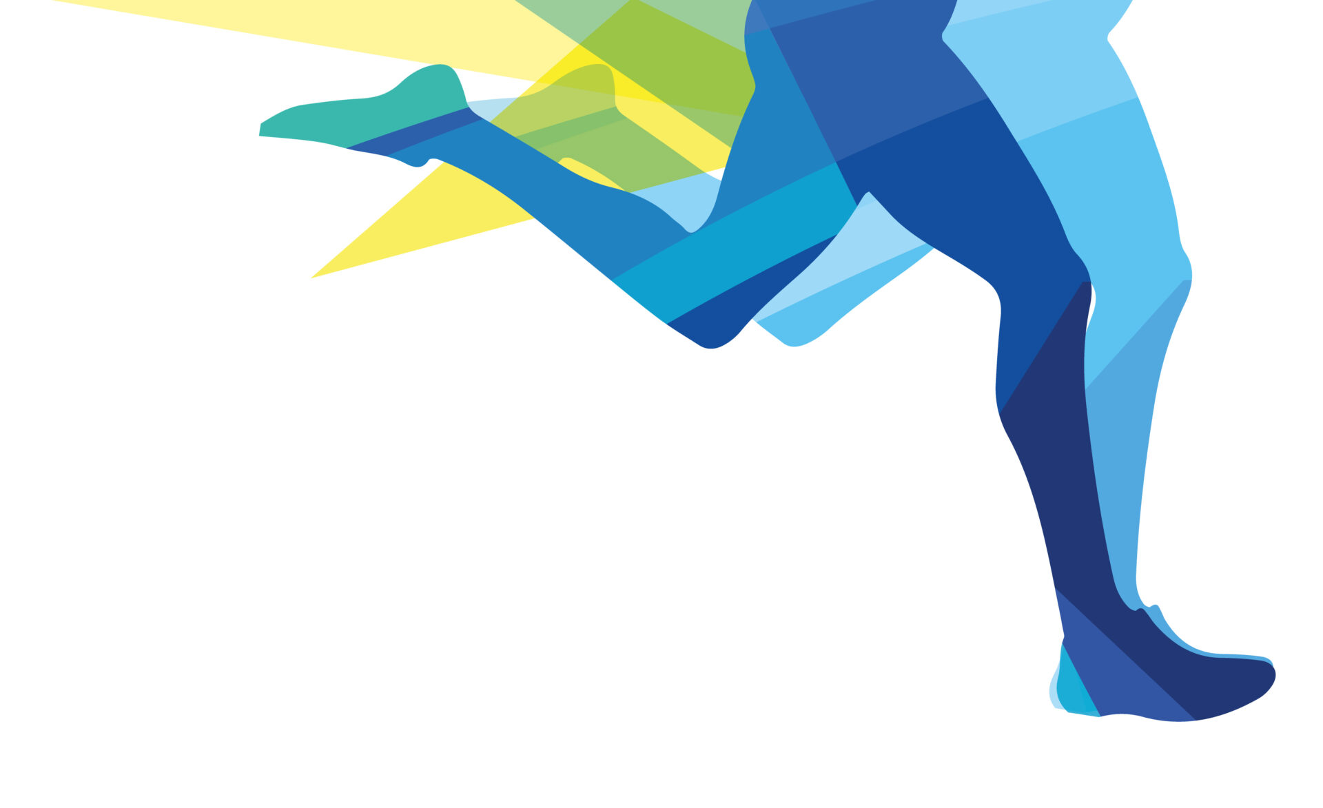 Silhouette of a man running legs transparent overlay colors