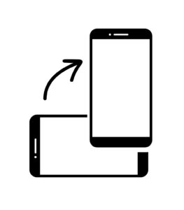 Rotating phone from vertical to horizontal position. Phone vector icon