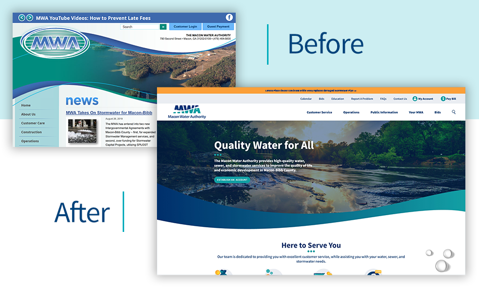 MWA website before and after