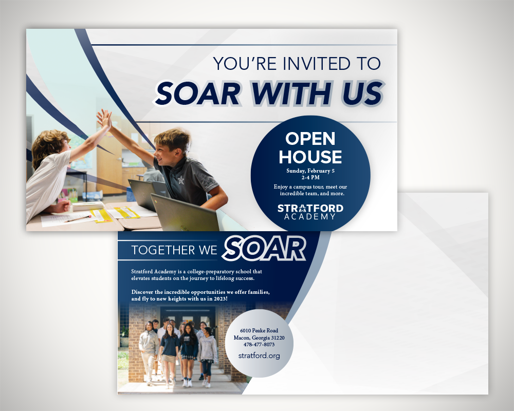 Image of a Stratford Academy flyer designed by M&R Marketing.
