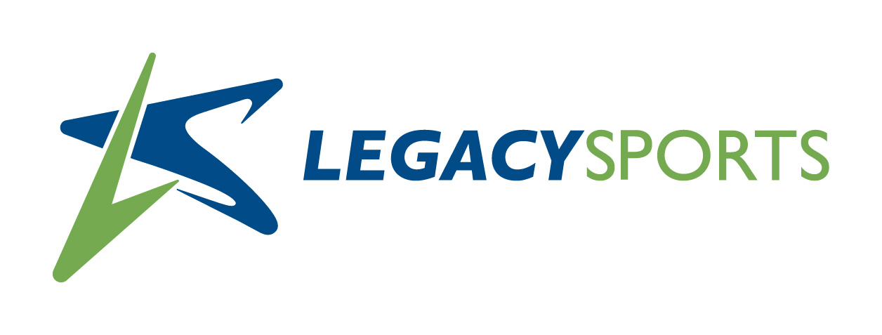 Logo for Legacy Sports. A stylized blue and green star with the letters L and S forms the icon, next to LEGACY SPORTS in blue and green on a white background.